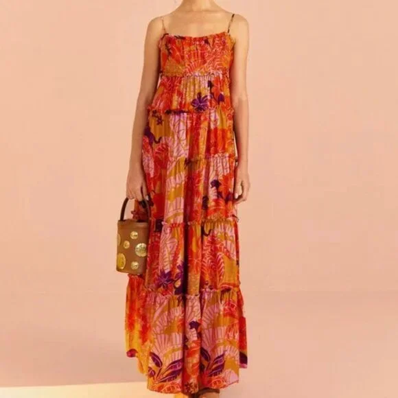 NWT Farm Rio Beige Jungle Panther Lenzing™ Ecovero™ Viscose Maxi Dress, Size XL - Picture 3 of 12